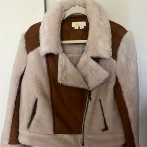 Boden Faux Shearling Cropped Moto Jacket